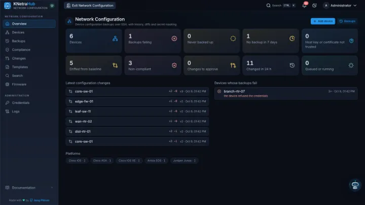 KNetraHub Network Configuration — Network Configuration overview